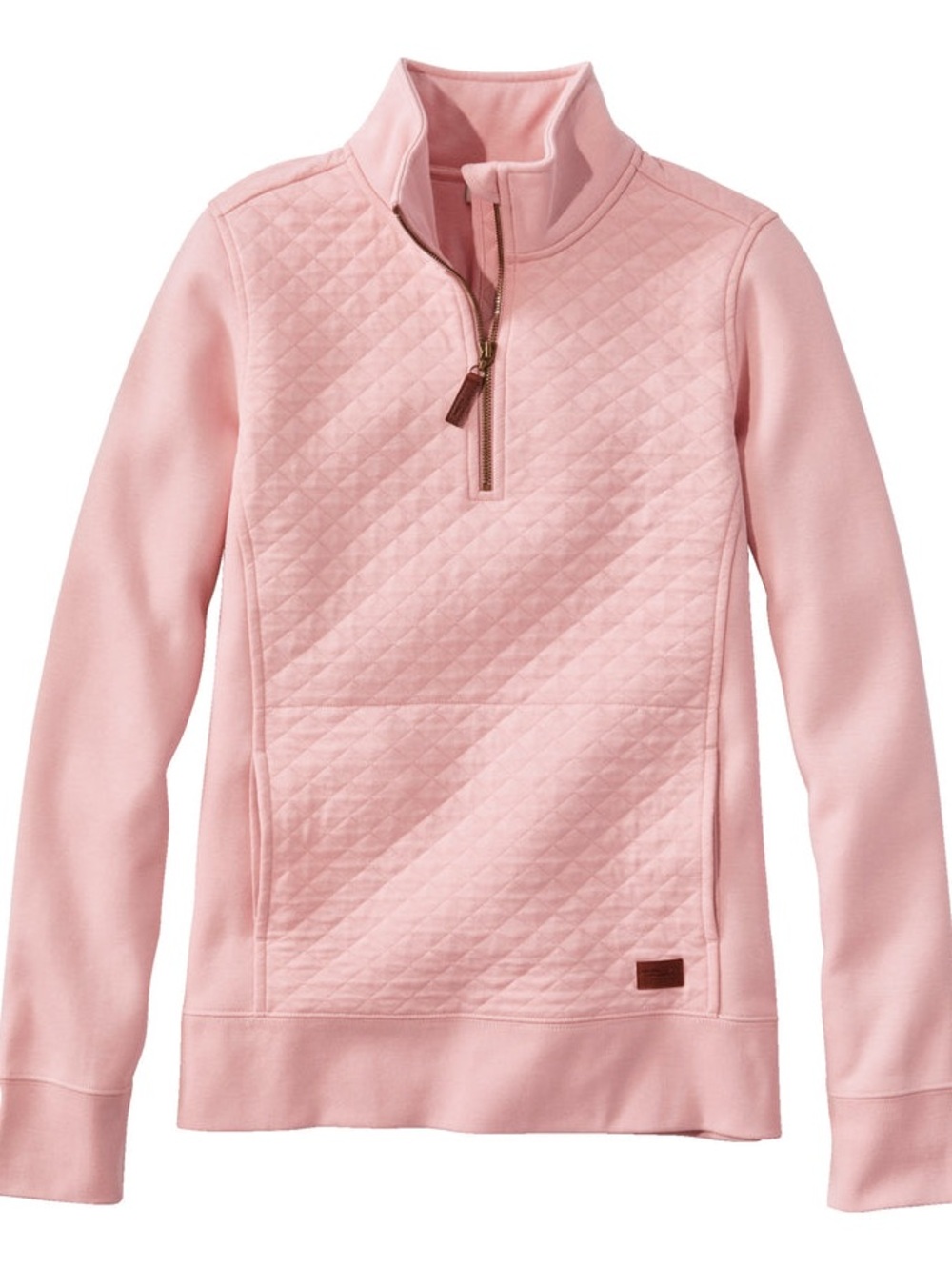 LL Bean light pink quilted cotton quarter zip